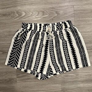 SHEIN Black and White Geometric High Waist Shorts